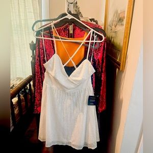 NWT Lulus size medium mini sequin white pleated dress
